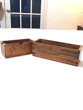 Vintage Wooden Crates Kraft Cheese Box + Rustic Storage Box Set